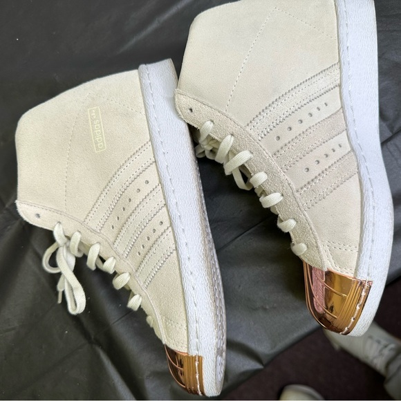 Adidas Superstar Rose Gold Metal Shell Toe Cream Suede Women Sneaker size 7 1/2 - Picture 8 of 13